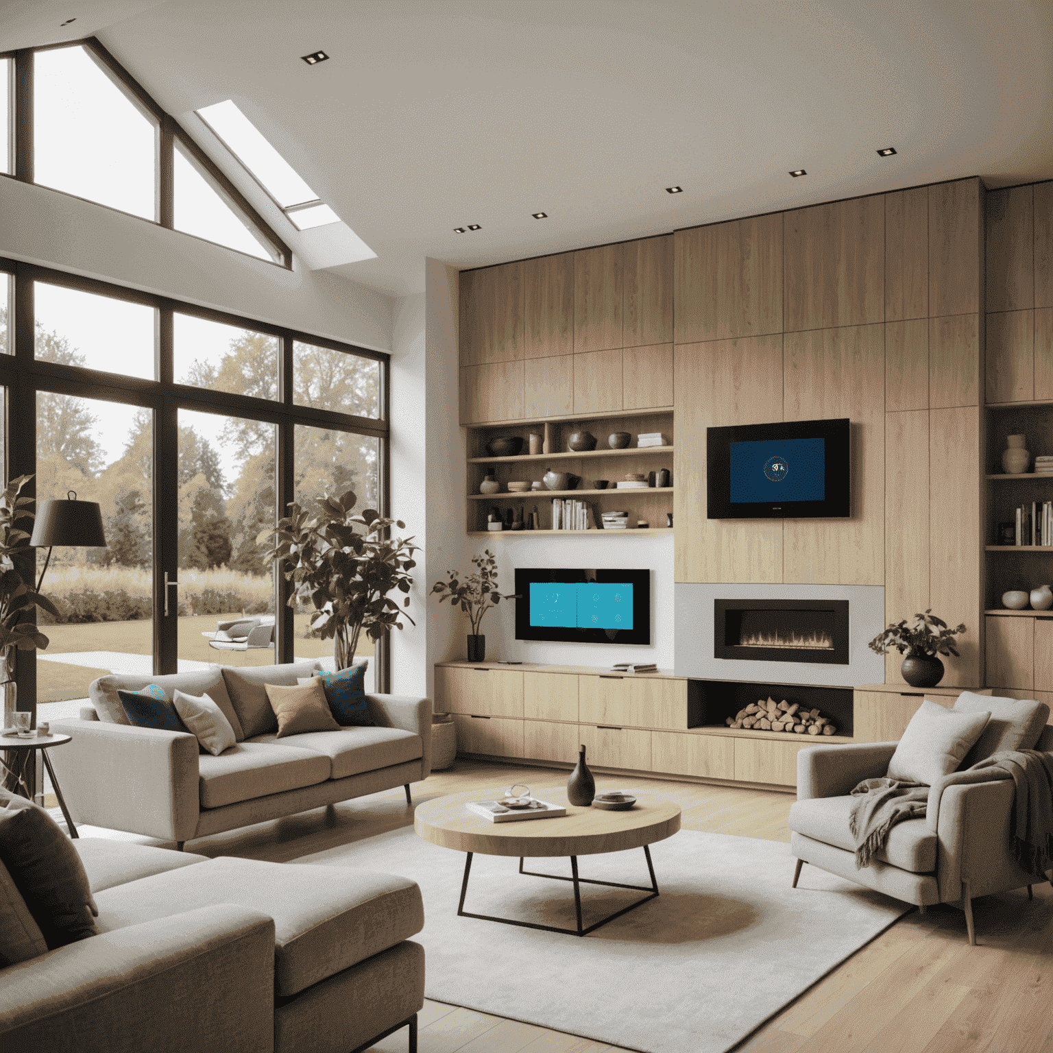 Moderne Nederlandse woning met geïntegreerde smart home technologie, zoals slimme thermostaten, beveiligingssystemen en energiebeheer